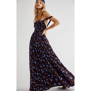 NWT Free People Glow‎ Up Maxi Dress Dark Floral Size M
